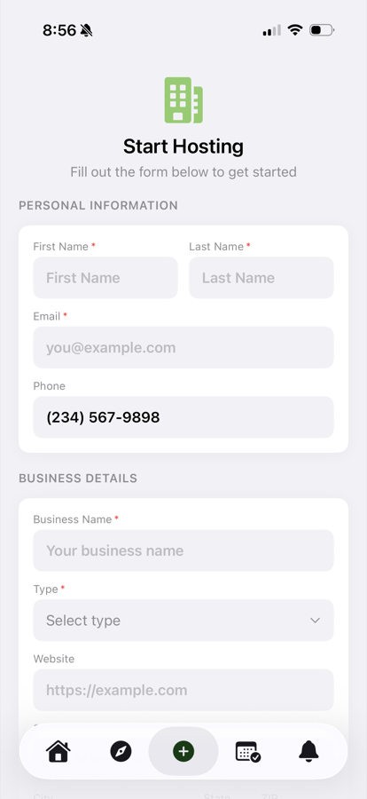 Fill out your business info